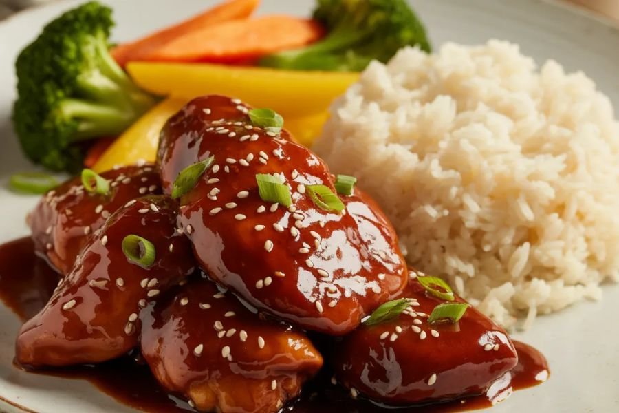 Chicken with rice or noodles