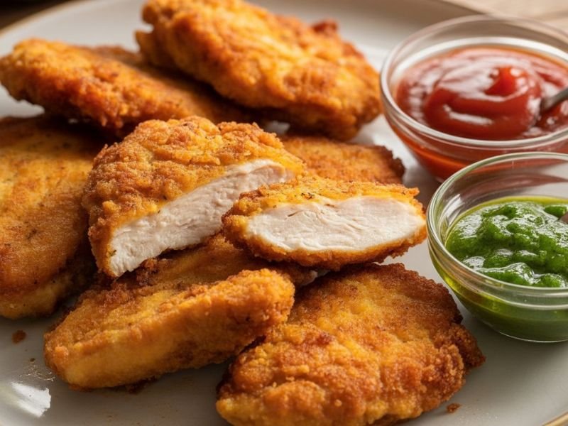 crispy homemade chicken cutlets ready to serve