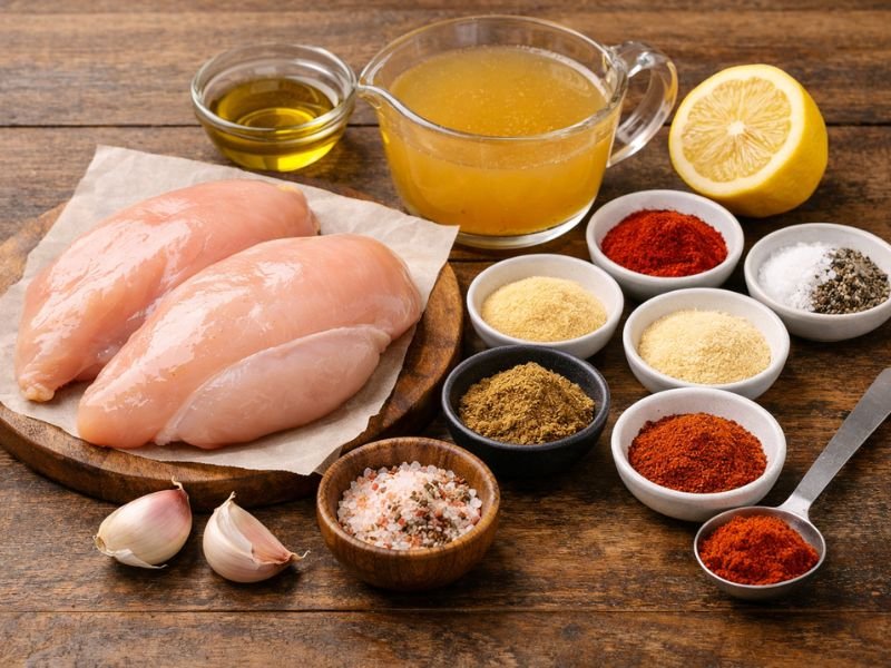 Ingredients needed for shredded chicken recipe