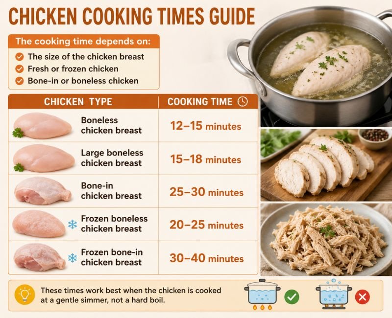 boneless chicken breast cooking in water