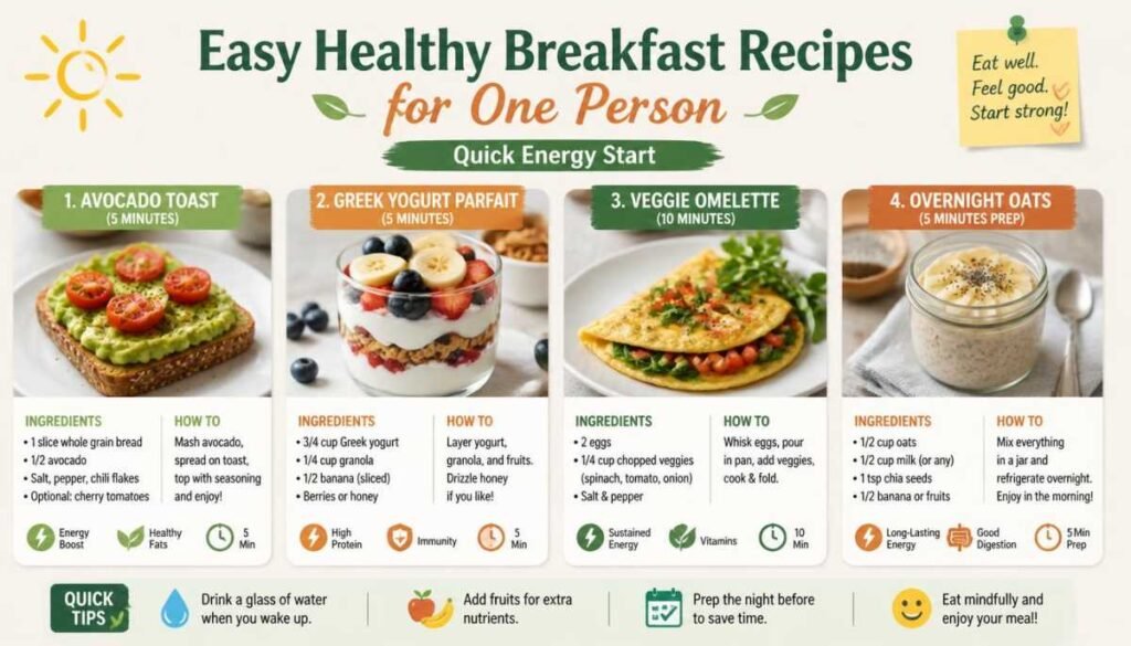 Easy Healthy Breakfast Recipes for One Person (Quick Energy Start)