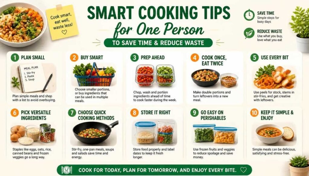 Smart Cooking Tips for One Person to Save Time & Reduce Waste